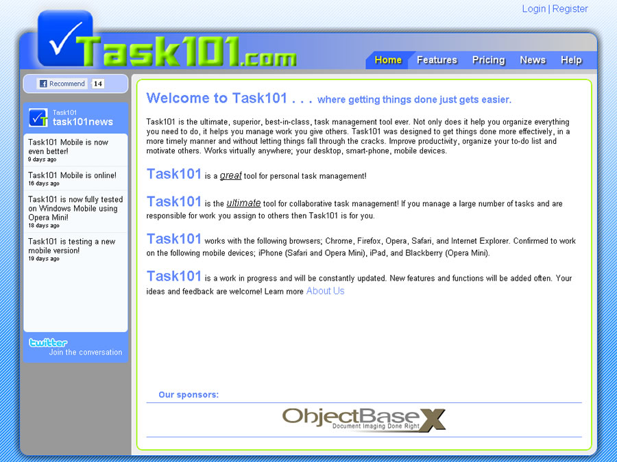 Task101 Home page