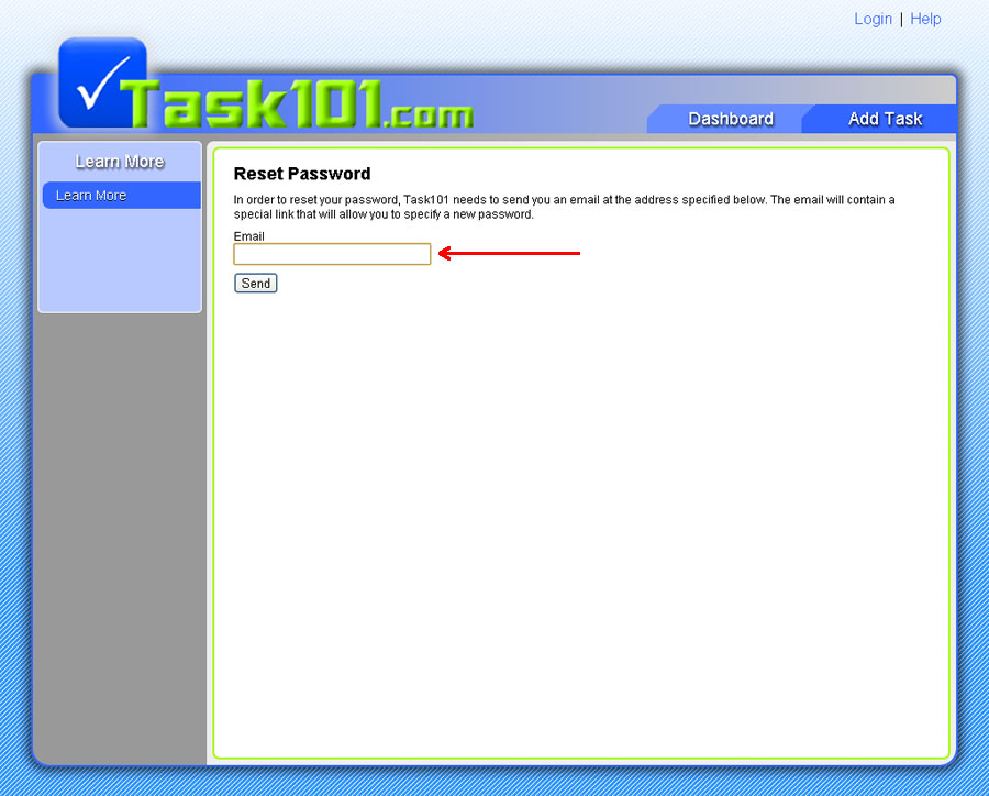 Task101 Reset Password page